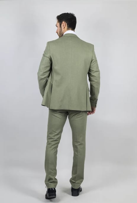 Traje de Verano de Lino de 3 Piezas para Hombre en Ajuste Tailor Fit Sage - Image 4
