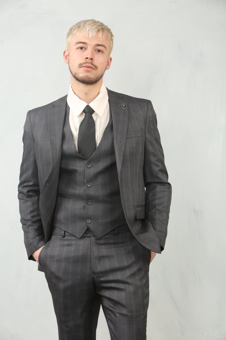 Traje de Trabajo para Hombre de 3 Piezas en Gris Príncipe de Gales - Image 1