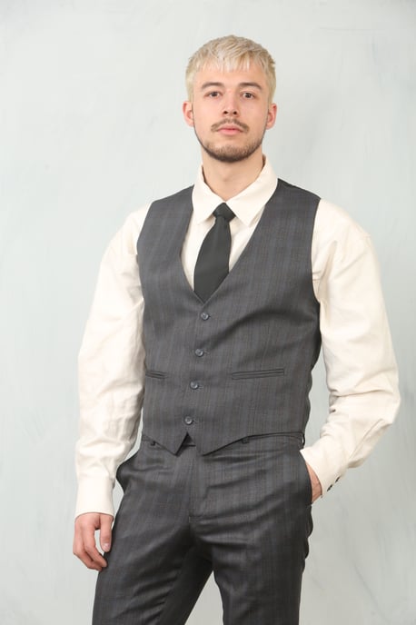 Traje de Trabajo para Hombre de 3 Piezas en Gris Príncipe de Gales - Image 4