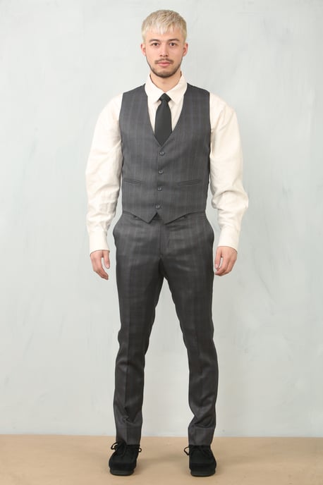 Traje de Trabajo para Hombre de 3 Piezas en Gris Príncipe de Gales - Image 5