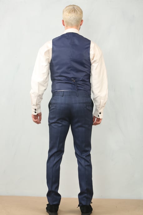 Traje de Trabajo de 3 Piezas para Hombre en Azul Príncipe de Gales - Image 5