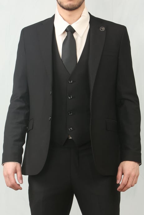 Traje Clásico Formal de 3 Piezas para Hombre en Negro - Ropa de Trabajo - Image 1
