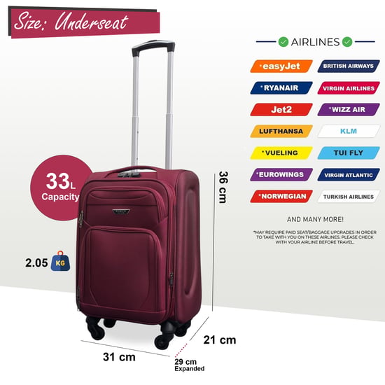 Maleta de cabina ligera de nailon con 4 ruedas y carcasa blanda para vacaciones bajo el asiento - Image 2