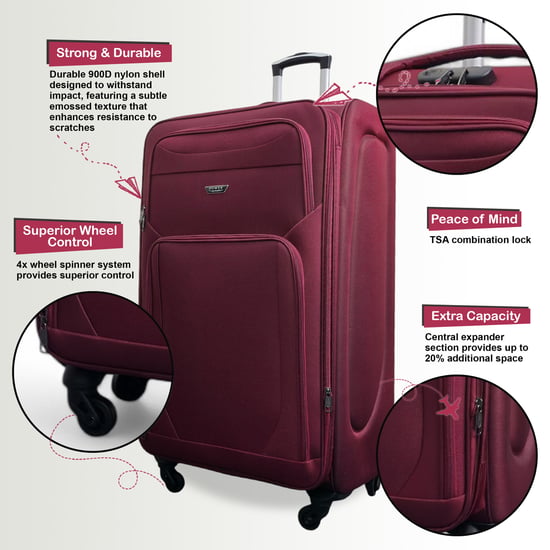 Maleta de cabina ligera de nailon con 4 ruedas y carcasa blanda para vacaciones bajo el asiento - Image 3