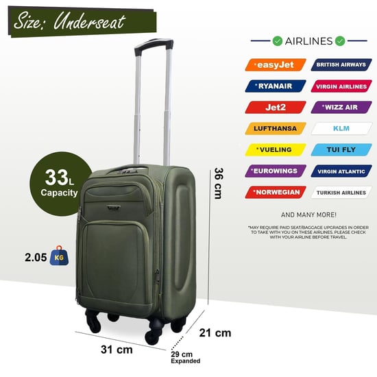 Maleta de cabina ligera de nailon con 4 ruedas y carcasa blanda para vacaciones bajo el asiento - Image 2