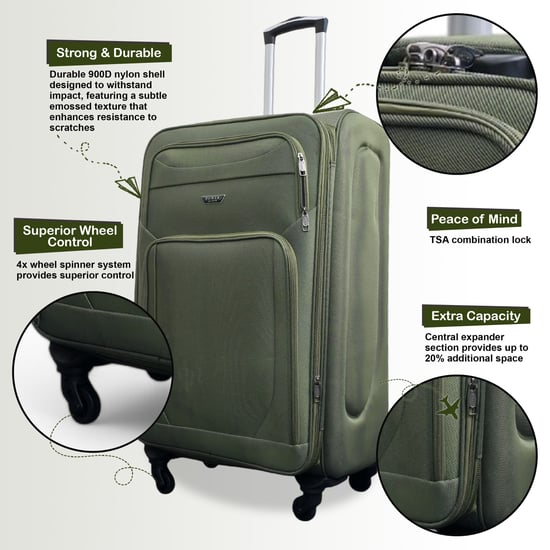 Maleta de cabina ligera de nailon con 4 ruedas y carcasa blanda para vacaciones bajo el asiento - Image 3