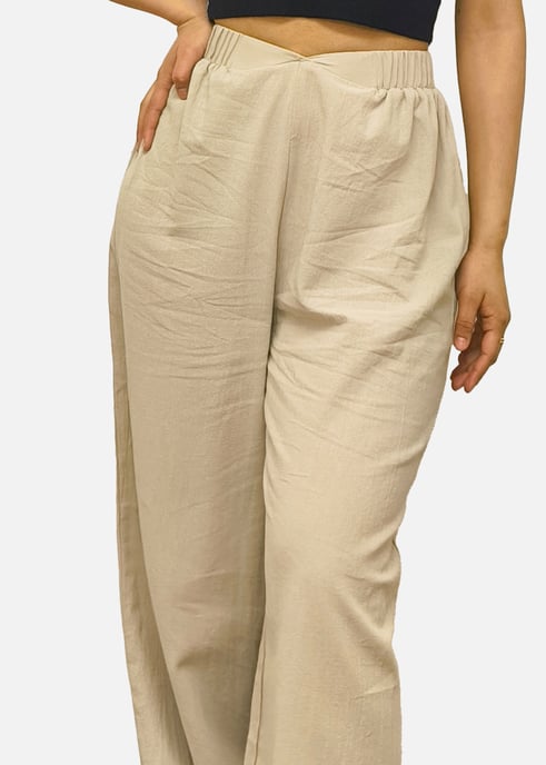 Pantalón ancho con detalle de banda en la cintura - Image 2