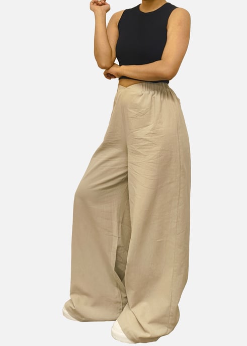 Pantalón ancho con detalle de banda en la cintura - Image 3