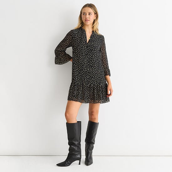 Minivestido camisero negro con manchas de animales - Image 3