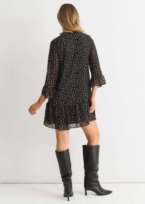 Minivestido camisero negro con manchas de animales - Image 4