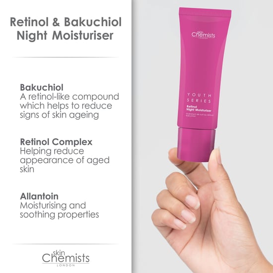 skinChemists Serie Juventud Hidratante Nocturno con Retinol y Bakuchiol 50ml x 2 Paquete Dúo - Image 5
