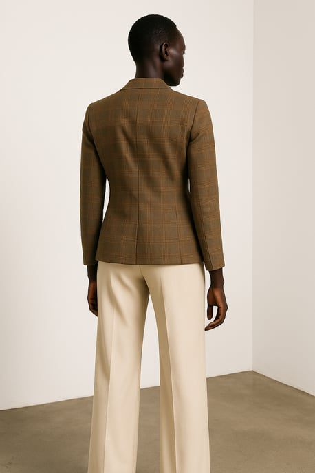 Blazer entallada de cuadros 100% algodón - Image 3