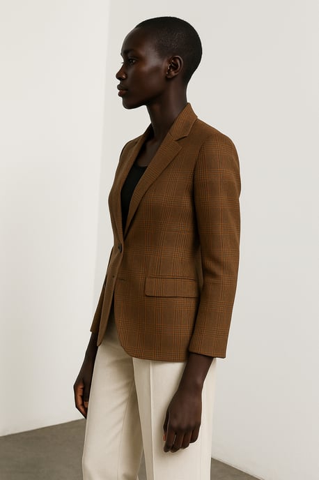 Blazer entallada de cuadros 100% algodón - Image 4
