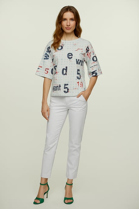 Camiseta extragrande de algodón con estampado ripstop y mangas hasta el codo - Image 3