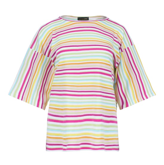 Top oversize de algodón antidesgarro a rayas con mangas hasta el codo - Image 1