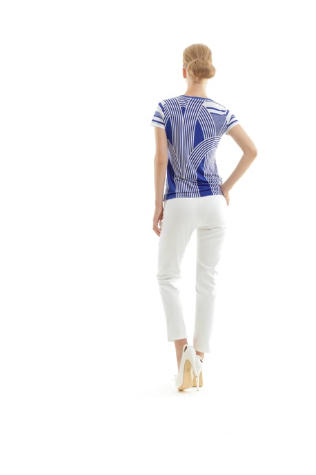 Top de punto con gráfico azul real para mujer: manga corta, corte elástico - Image 4