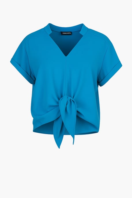 Blusa con lazo en azul celeste – 100% Voile de viscosa - Image 1
