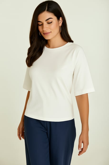 Camiseta extragrande de algodón mercerizado con mangas al codo - Image 3
