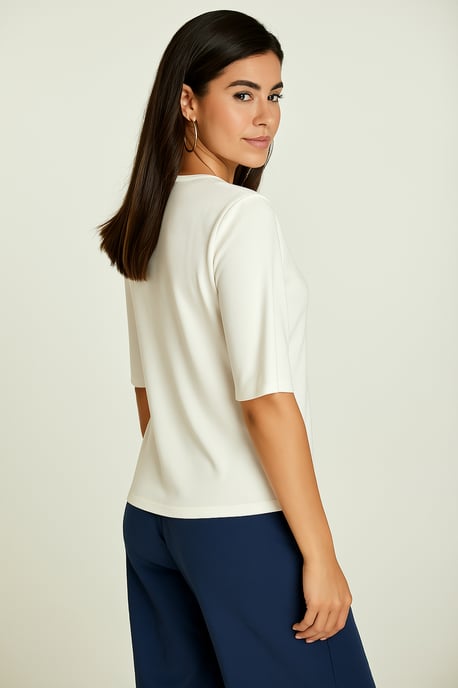 Camiseta extragrande de algodón mercerizado con mangas al codo - Image 5