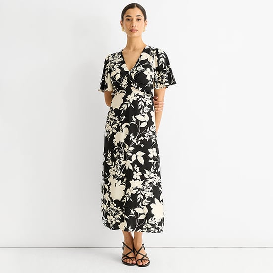 Mono Ruffle V Neck Viscose Midi Dress - Image 1