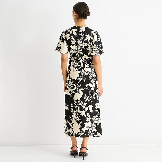 Mono Ruffle V Neck Viscose Midi Dress - Image 4