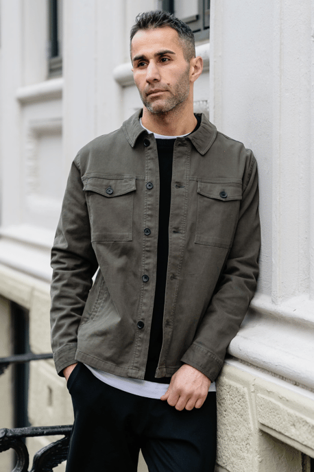 Sobrecamisa de sarga - Oliva oscuro - Image 4
