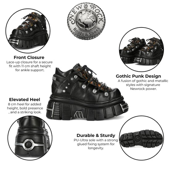 Botas de plataforma góticas de cuero negro flameado New Rock M-106N-C86 - Image 2