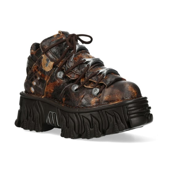 Botas de plataforma góticas de cuero con llamas marrones New Rock M-106-C194 - Image 4