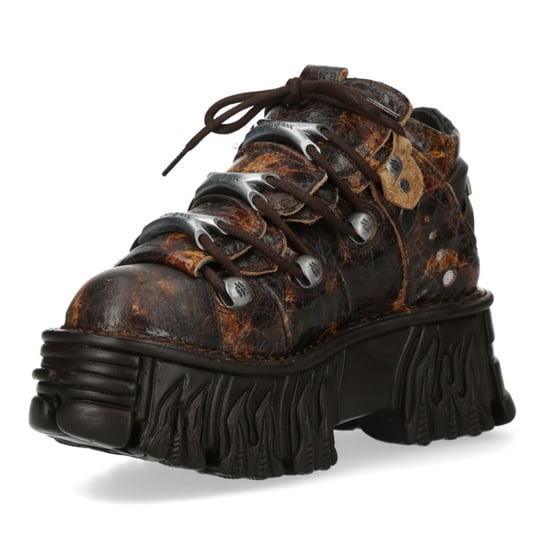 Botas de plataforma góticas de cuero con llamas marrones New Rock M-106-C194 - Image 6