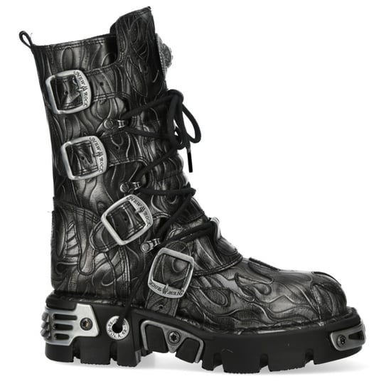 Botas góticas de cuero metalizado negro de acero de media caña New Rock M-591-C63 - Image 1