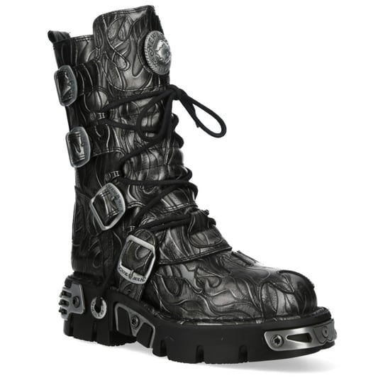 Botas góticas de cuero metalizado negro de acero de media caña New Rock M-591-C63 - Image 4