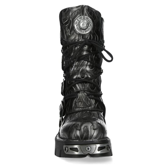 Botas góticas de cuero metalizado negro de acero de media caña New Rock M-591-C63 - Image 5