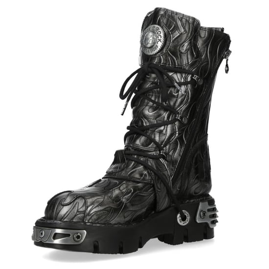 Botas góticas de cuero metalizado negro de acero de media caña New Rock M-591-C63 - Image 6