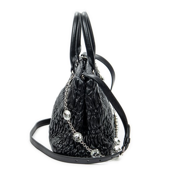 Miu Miu Medium Crystal Tote  en Negro Piel de becerro - Image 4
