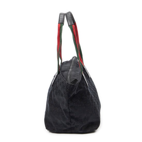 Gucci Medium Web Trapeze Tote  en Negro Lienzo - Image 3
