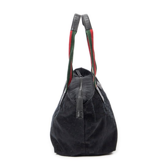 Gucci Medium Web Trapeze Tote  en Negro Lienzo - Image 4