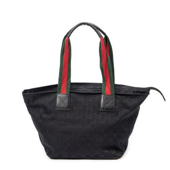 Gucci Medium Web Trapeze Tote  en Negro Lienzo - Image 5