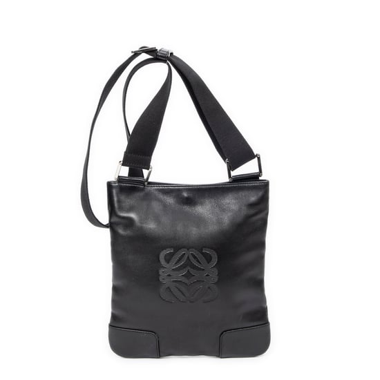 Loewe Flat Anagram Messenger Crossbody en Negro Piel de becerro - Image 1