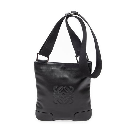 Loewe Flat Anagram Messenger Crossbody en Negro Piel de becerro - Image 5