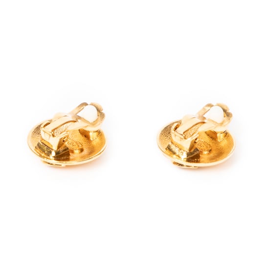 Chanel CC Crown Round Clip On Earrings en Oro Acero inoxidable sin níquel - Image 2
