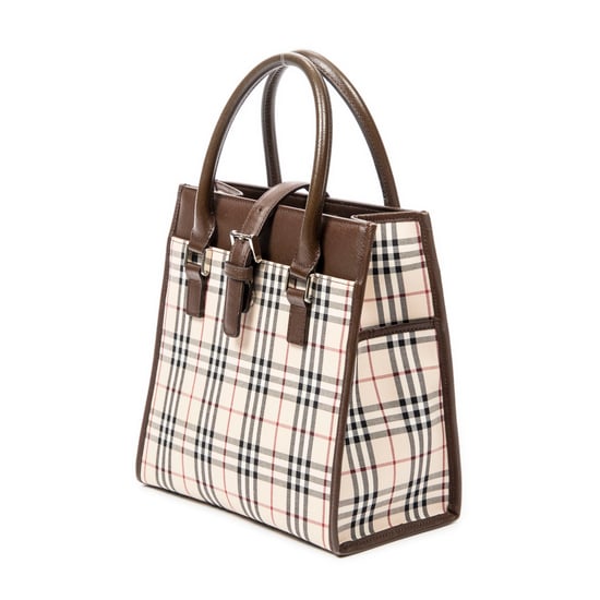 Burberry Small Square Tote en Beige/Marrón Lienzo - Image 2