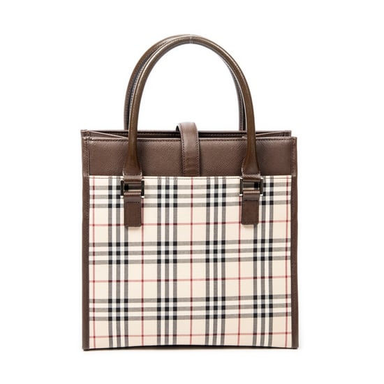 Burberry Small Square Tote en Beige/Marrón Lienzo - Image 5