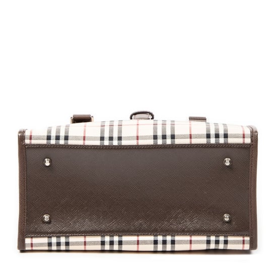 Burberry Small Square Tote en Beige/Marrón Lienzo - Image 6