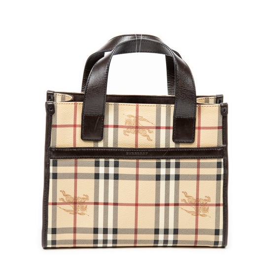Burberry Small Square Open Handbag en Beige/Marrón Oscuro Lona recubierta - Image 1