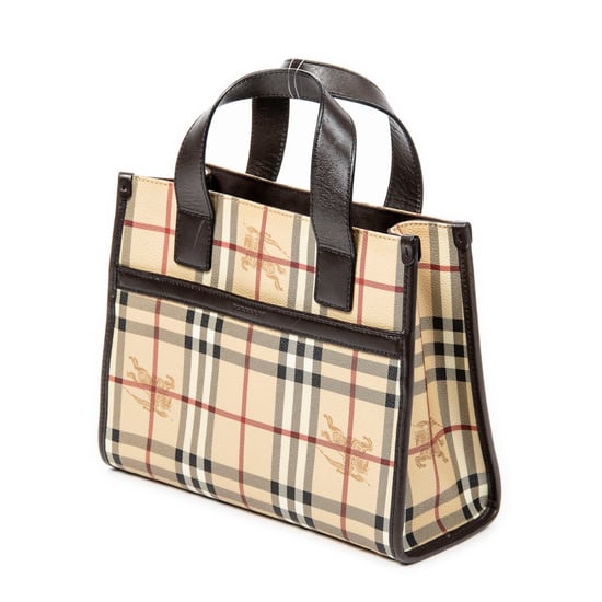 Burberry Small Square Open Handbag en Beige/Marrón Oscuro Lona recubierta - Image 2