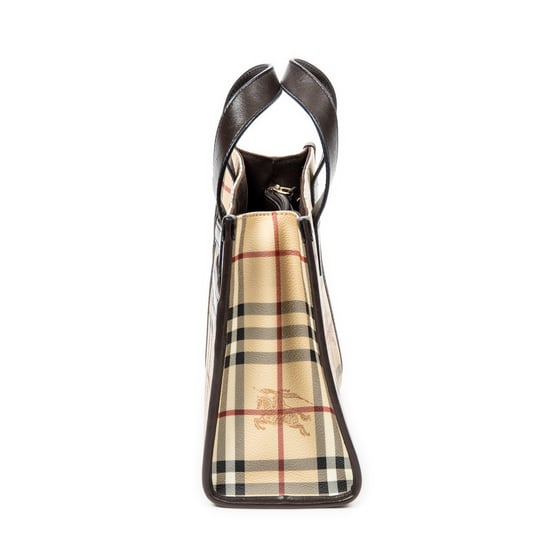 Burberry Small Square Open Handbag en Beige/Marrón Oscuro Lona recubierta - Image 3