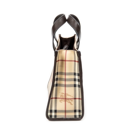 Burberry Small Square Open Handbag en Beige/Marrón Oscuro Lona recubierta - Image 4