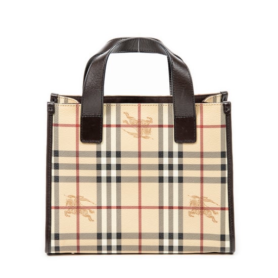 Burberry Small Square Open Handbag en Beige/Marrón Oscuro Lona recubierta - Image 5