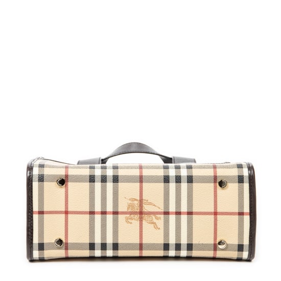 Burberry Small Square Open Handbag en Beige/Marrón Oscuro Lona recubierta - Image 6