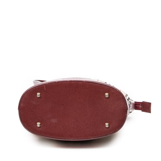 Burberry Small Bucket Zip Tote  en Beige/Burdeos Lienzo - Image 6